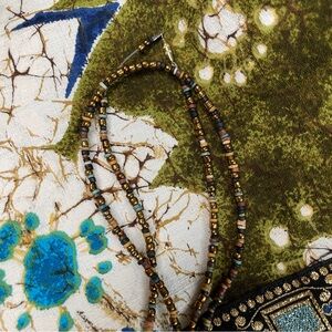 Handmade Necklace A fusion of wood, steel, and gemstones Multicolor Beaded 30.5"